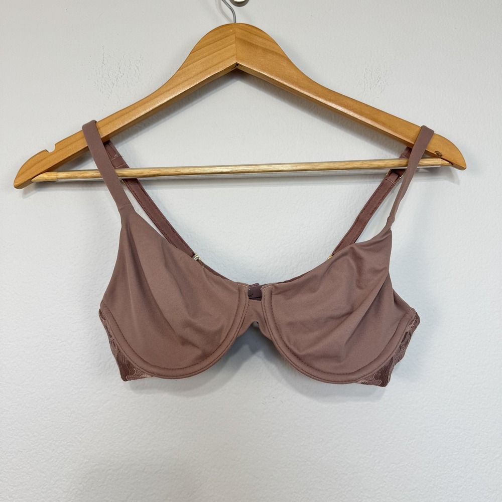 Soma Embraceable Unlined Perfect Coverage‎ Bra Womens 32C Mauve Lace Underwire